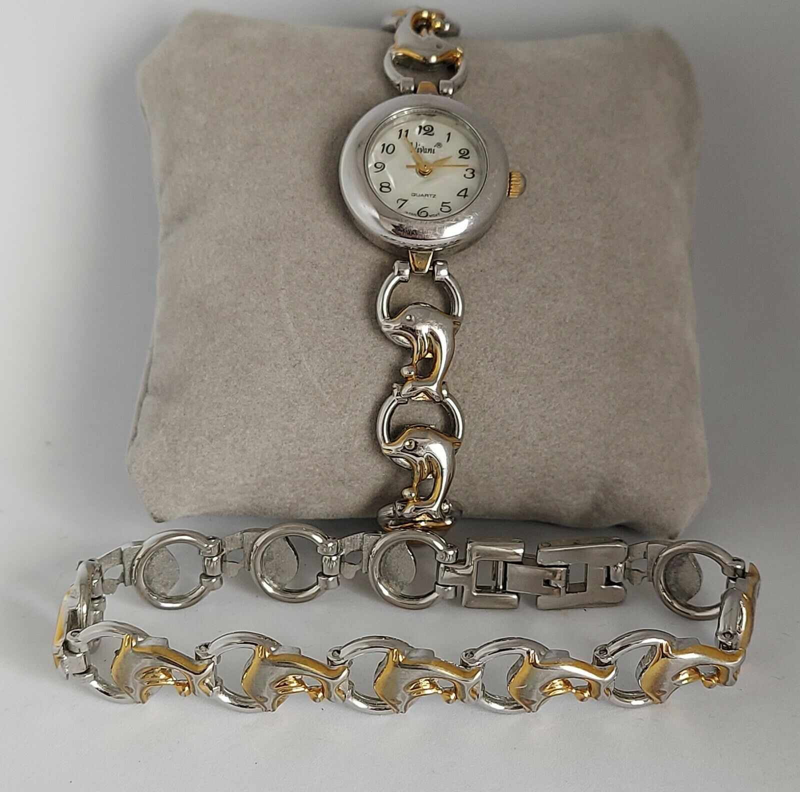 NEW!! Vivani Watch & Bracelet Set (Dolphins) SENSATIONAL! Vintage VIVANI Quartz Watch & Bracelet Set w  main image 4