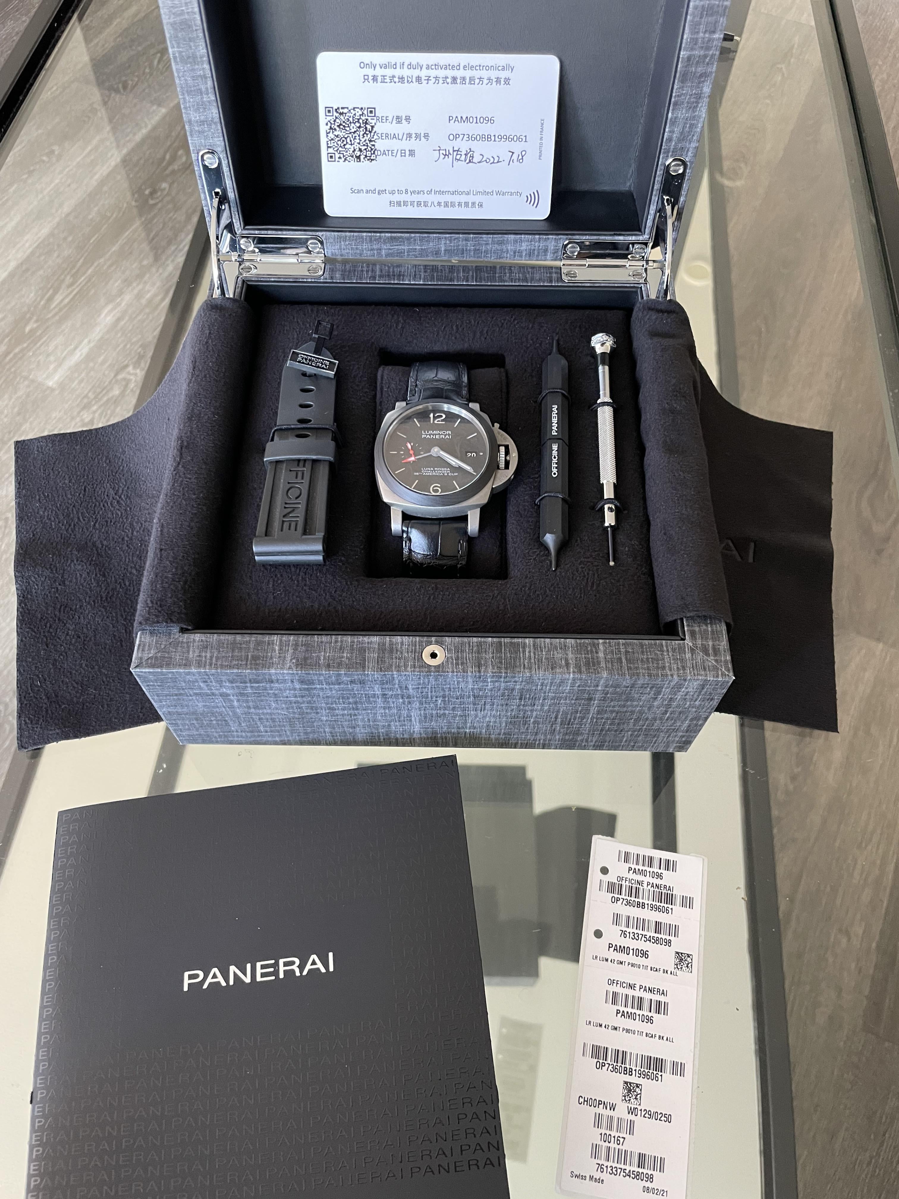 WTS PANERAI Luminor Luna Rossa PAM 1096 Papers Box 8900