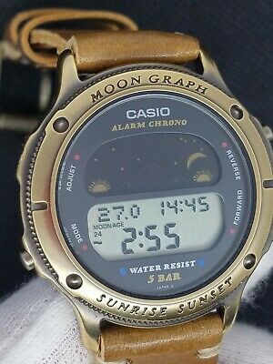 CASIO GMW-62 希少モデル MOON GRAPH RARE 909 CASIO VINTAGE DIGITAL WATCH MOON GRAPH NOS GMW-62 BRONZE