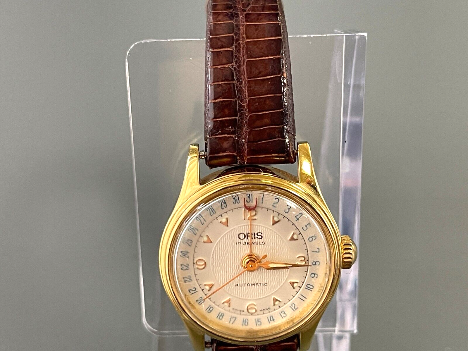 Oris Pointer Date 7405 Automatic Gold Bezel women Watch Vintage