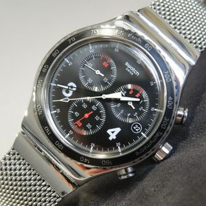 Swatch Irony Chrono Watch BLACKIE YVS401G Tachymetre Steel Swiss