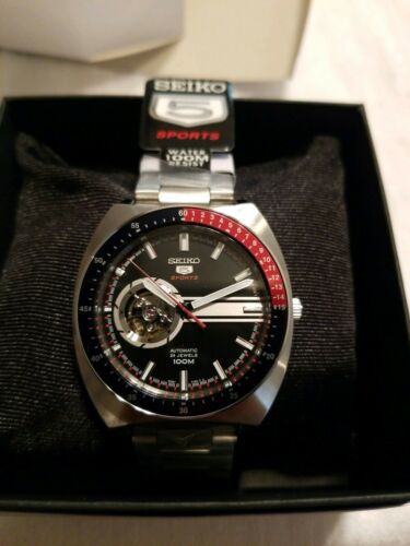 New Seiko 5 Sports Automatic 24 Jewels Open Heart Dial SSA329