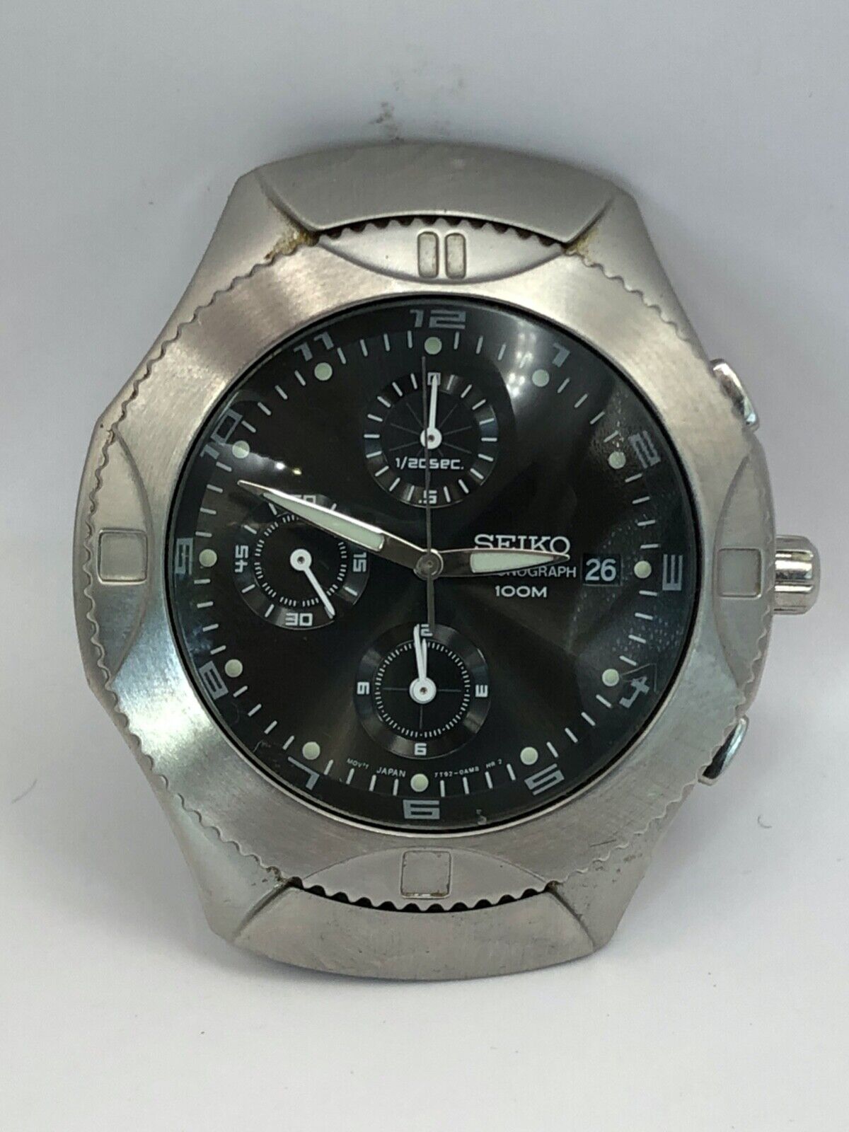 Vintage SEIKO Chronograph 7T92 0AX0 Mens Watch NEW BATTERY