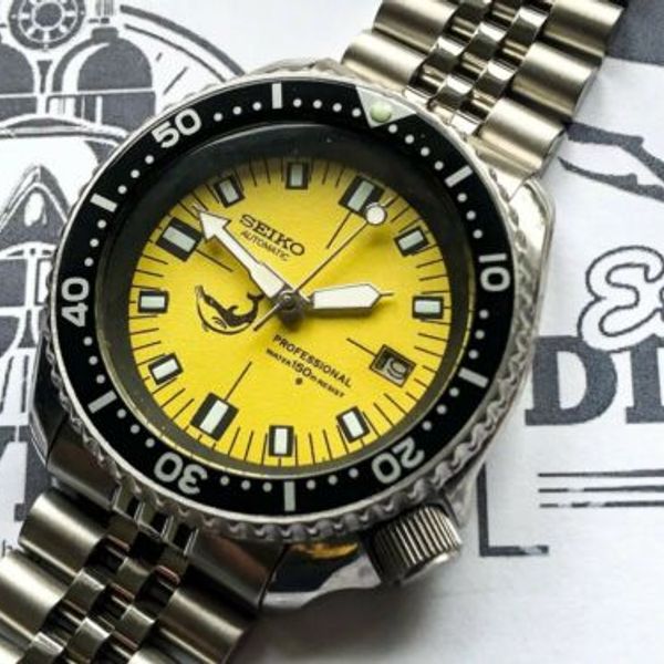 Vintage Seiko Automatic Divers Men's Watch 7002 Yellow Dolphin Dial Modded  | WatchCharts