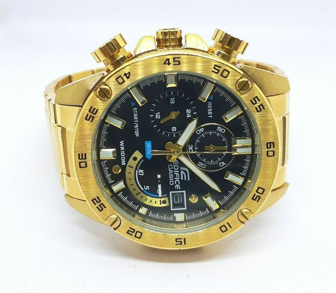 Used VINTAGE Men s CASIO EDIFICE EFR 558 JAPAN Gold Chronograph Quartz Watch WatchCharts Marketplace