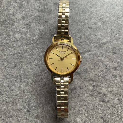 Vintage Seiko Womens Watch 20mm Gold Tone Case With Expansion Band