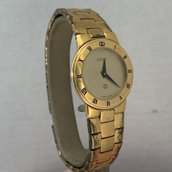 Gucci Ladies Analogue Roman Numbers Bezel Gold Tone Quartz Bracelet ...