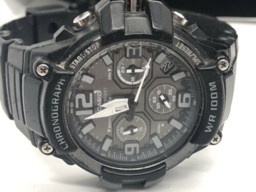 casio men's chronograph black resin strap watch