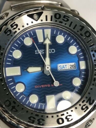 Seiko Diver 7N36-0AF0 Buzzsaw Tuna Stunning Blue Ocean Dial