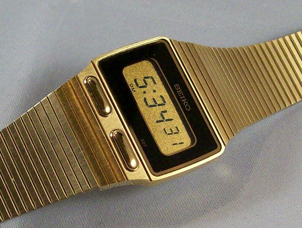 Men s Thin Seiko LCD Watch Calibre F231 4019 Gold Tone N.O.S