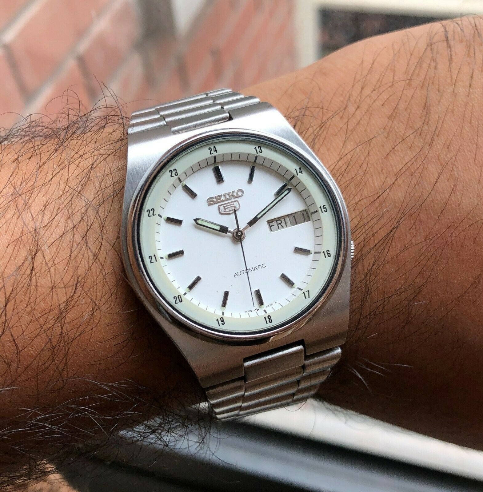 Seiko 5 SKZ687 Stunning Matte White dial Railway time Vintage 7S26