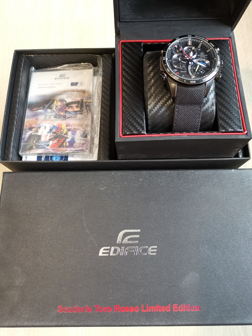 Casio Edifice Scuderia Toro Rosso Limited edition Bluetooth black leather strap watch EQB 501TRC 1A WatchCharts Marketplace