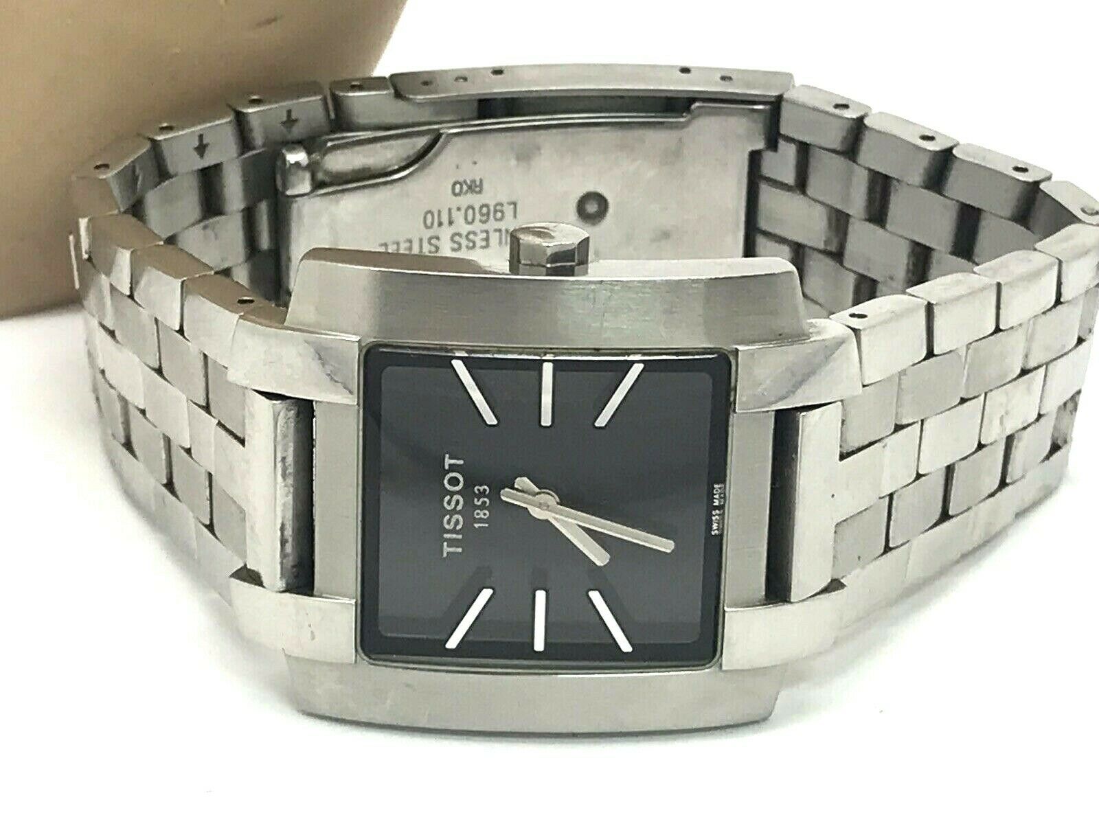 Tissot 1853 Black Dial Swiss Quartz Silver L890/990K Mens Watch