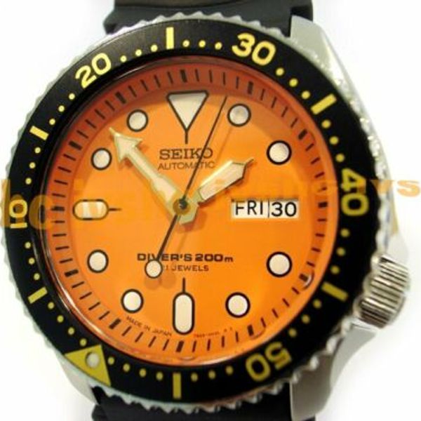 Seiko Skx011 Skx011j1 Automatic 200m Diver Nib Made In Japan Orange Watchcharts 5037