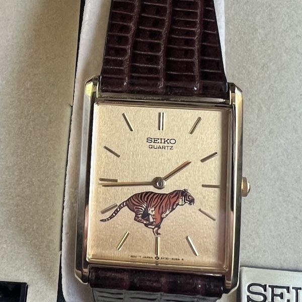 Vintage Seiko EXXON Gas Tiger Tank Wristwatch w/ Band ~All ORIGINAL ...