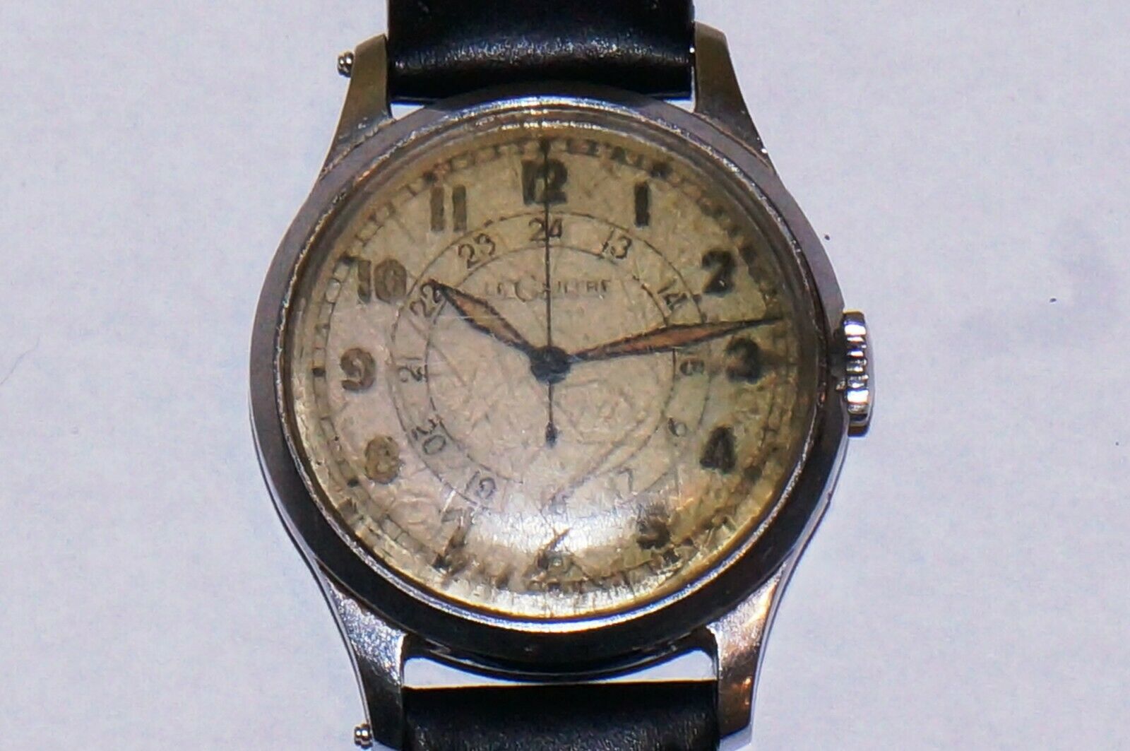 Vintage WWII Jaeger LeCoultre Military 24 Hour Dial Steel Watch