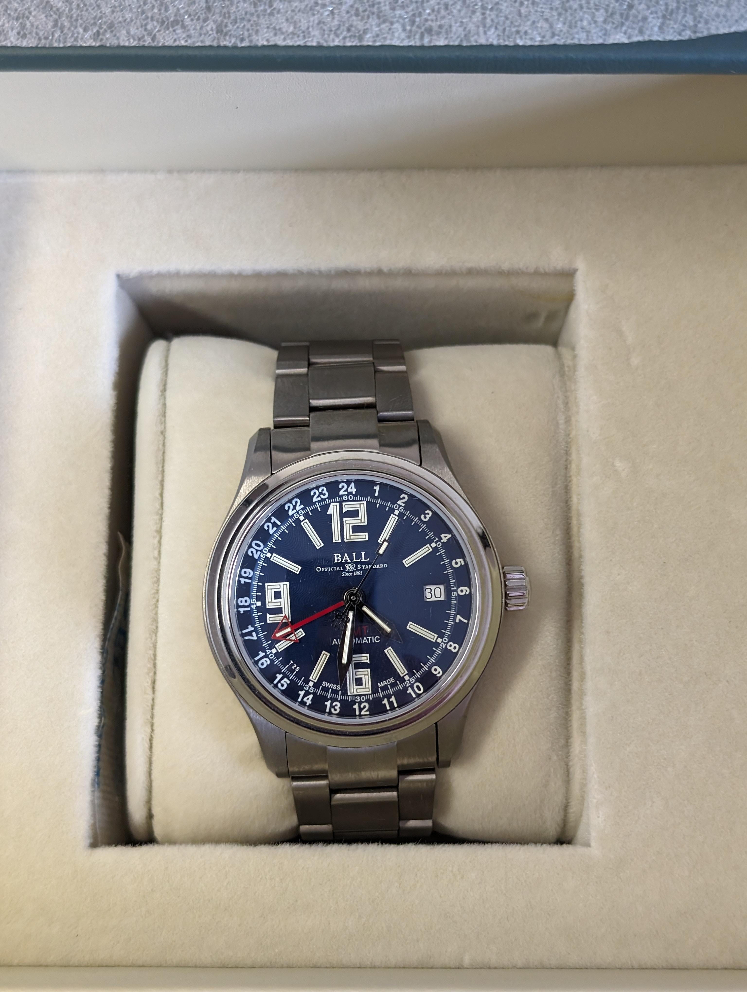 WTS Ball Trainmaster GMT Titanium GM1038D S10J BE WatchCharts Marketplace