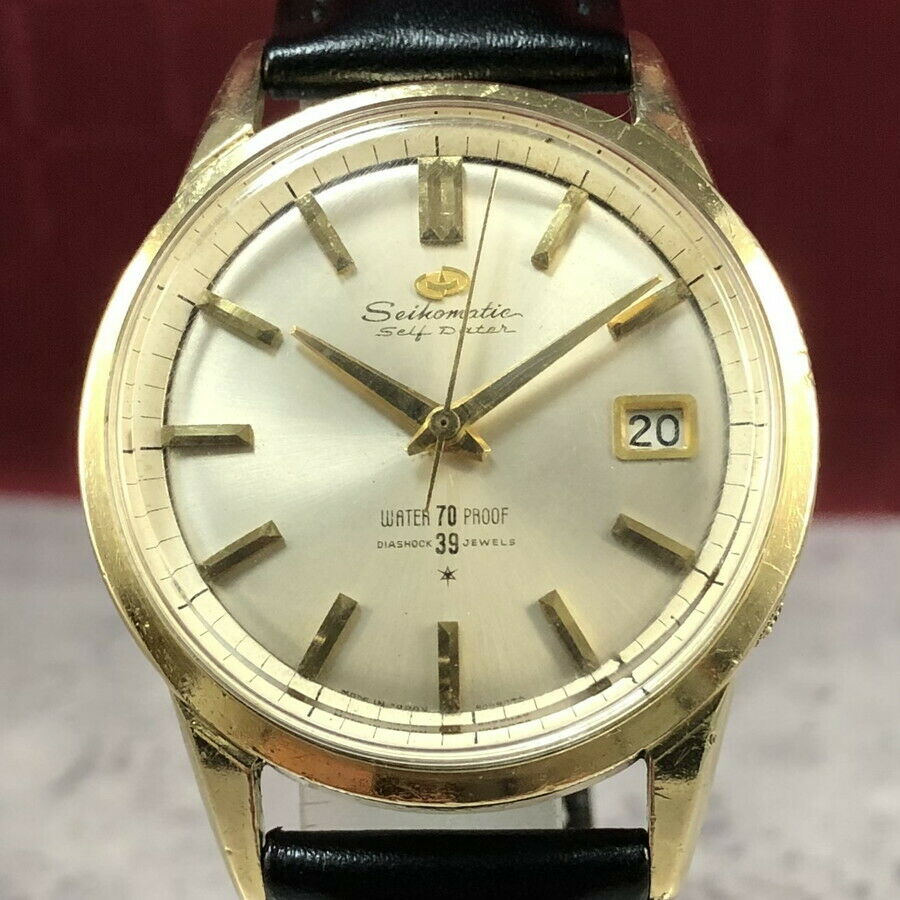 Vintage 1963 SEIKO SEIKOMATIC Self Dater CAP GOLD 39Jewels J13083