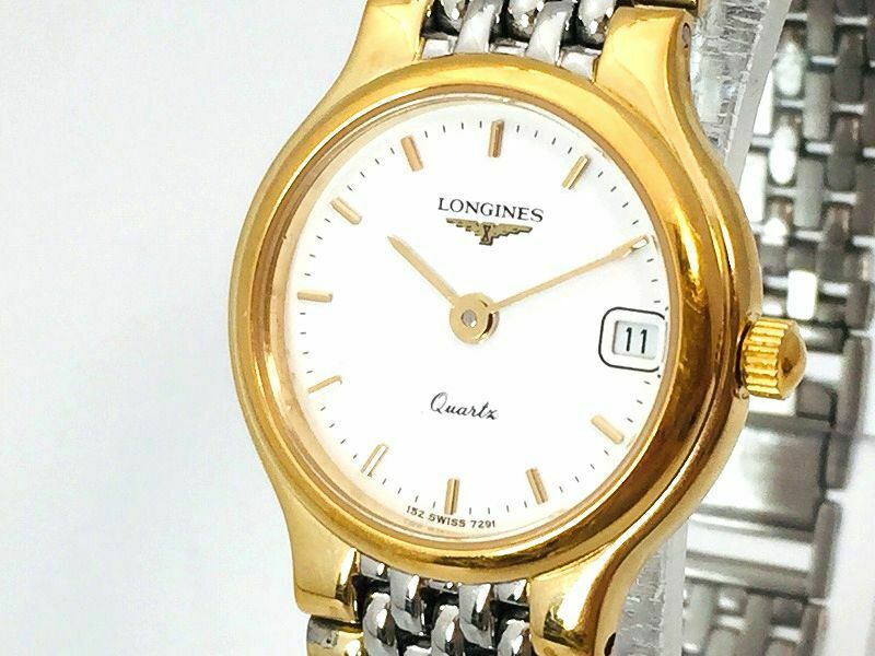 LONGINES Watch Flagship 152 7291 Quartz 18K Gold Plated Date T3449