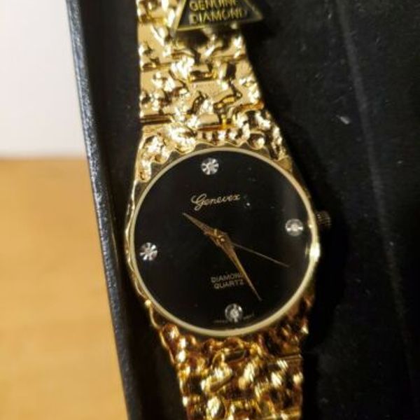 VINTAGE GENEVEX GENUINE DIAMOND GOLD NUGGET WATCH | WatchCharts Marketplace
