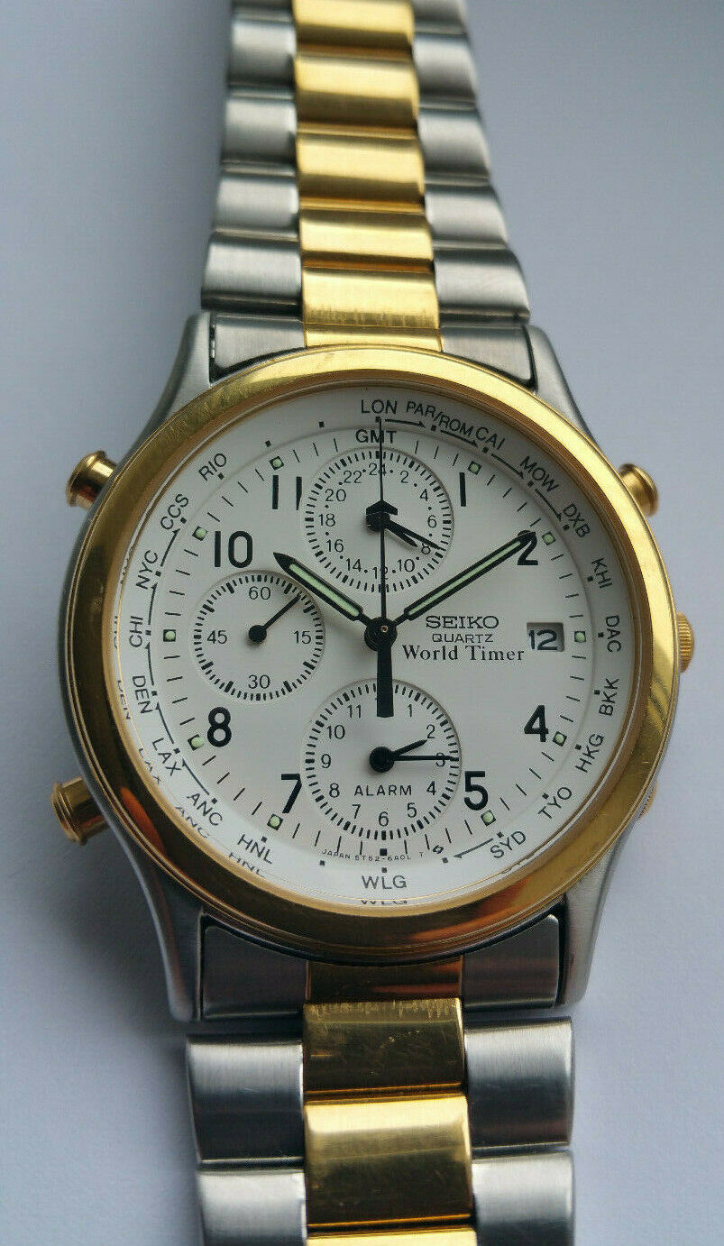 Seiko 5t52 6a00 World Timer quartz chronograph FOR REPAIR