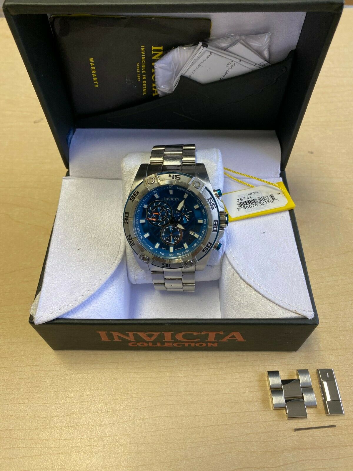 Invicta 26746 Aviator Blue Dial Silver Bracelet Chronograph Watch Z99 3097 WatchCharts Marketplace