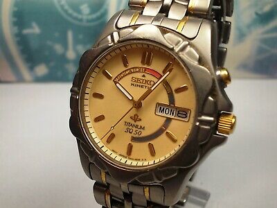 SEIKO KINETIC TITANIUM SQ50 DAY/DATE MEN'S WATCH 5M43-0C60