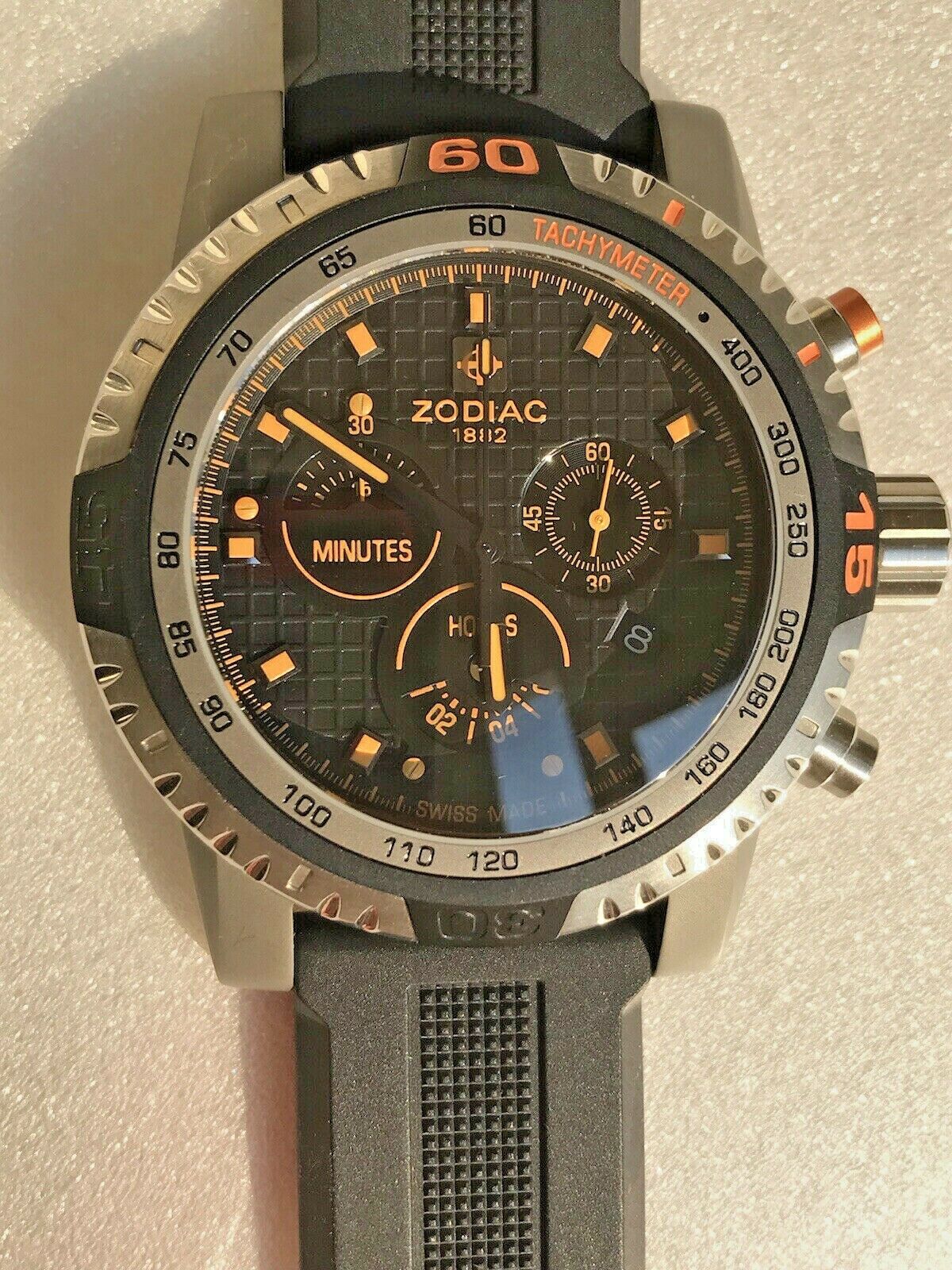 Zodiac ZO7101 Swiss Cross Over 330' Chronograph Black Orange