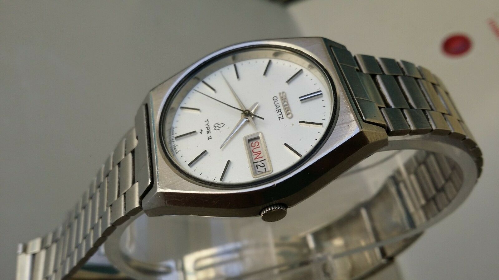 vintage rare seiko type 2 quartz 7123-7080 wristwatch for men's 