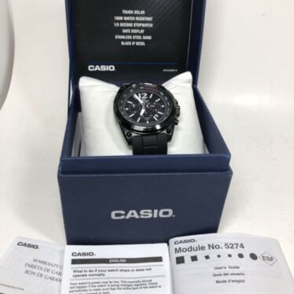 Black Casio Edifice Tough Solar Powered Chronograph Watch Model 5274 ...