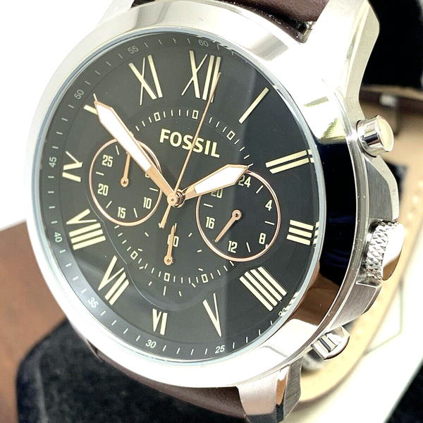 Fs4813 Fossil Men's Watch FS4813 Grant Chronograph Black Dial Quartz Brown ...