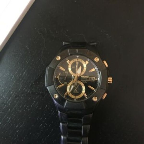 Seiko Coutura chronograph Black And Gold 100M 7T62-0JJ0
