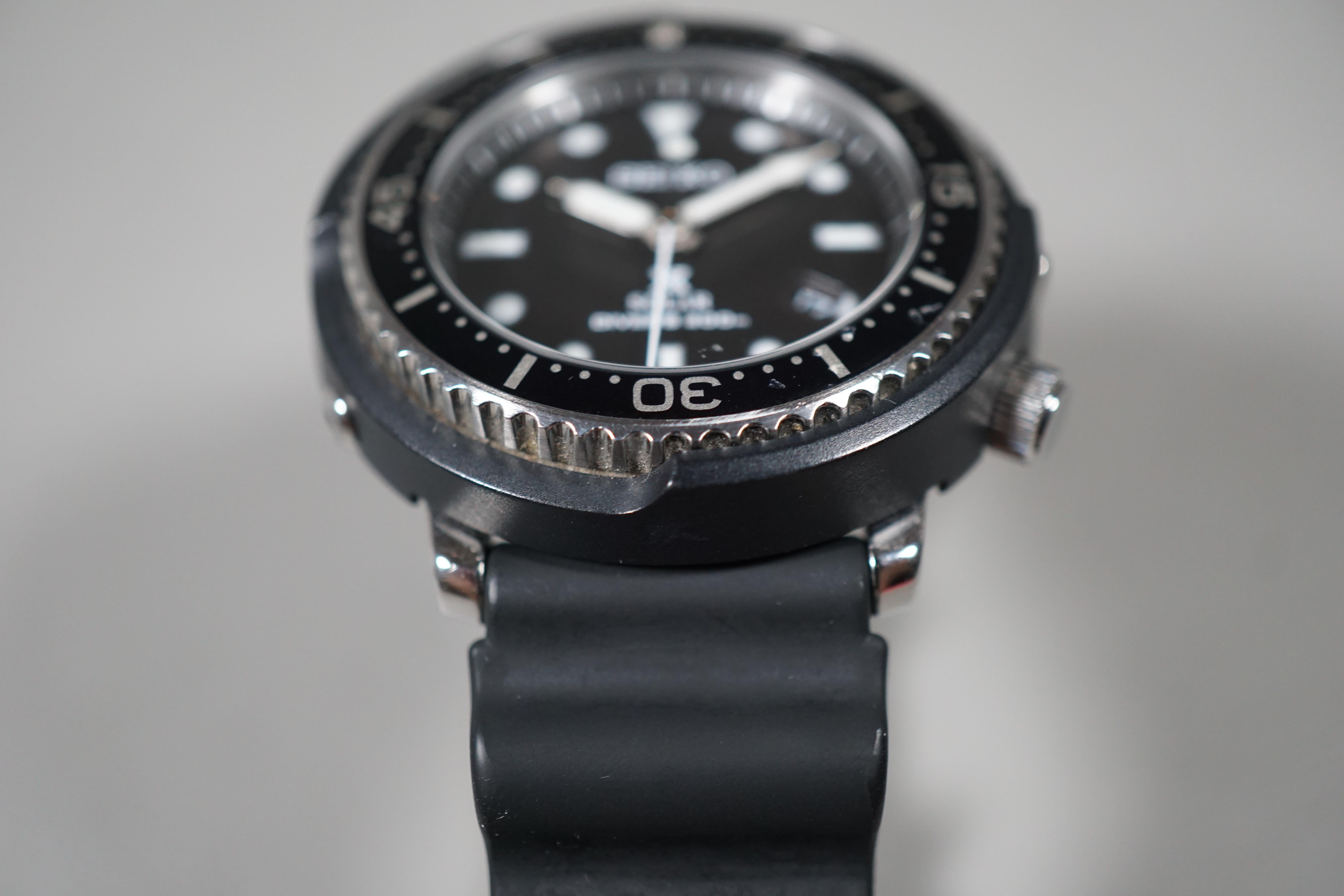 WTS] Seiko Prospex STBR007 V147 Lowercase JDM Black Divers Tuna Solar  Quartz Watch - $235 | WatchCharts Marketplace