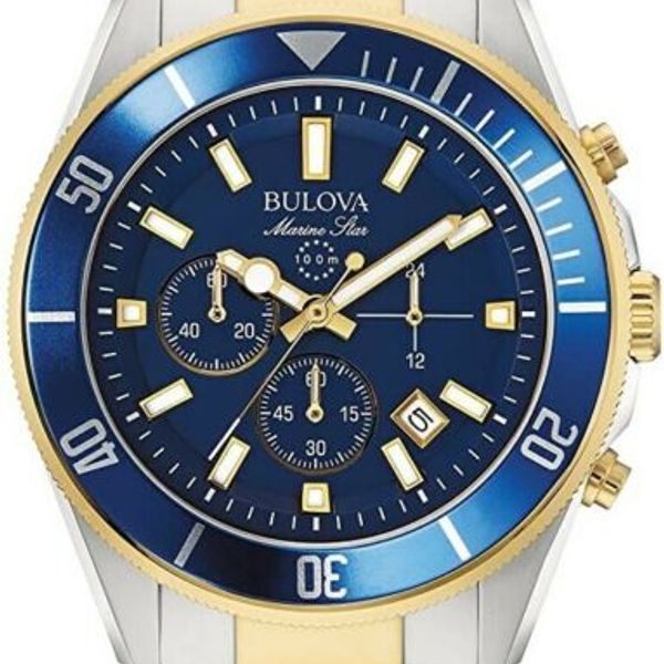 Bulova Marine Star Chronograph Japanese Quartz Two Tone Men's Watch (No ...