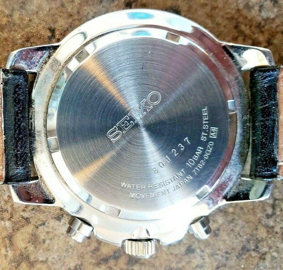 Seiko 7T62-0GZ0 Men's Watch Black Analog Dial Date Chronograph 100M |  WatchCharts