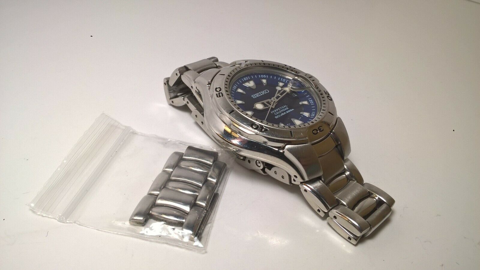 Seiko Scuba 200m Pippin SBCM007 Blue 8F35-0030 Perpetual HAQ; Full