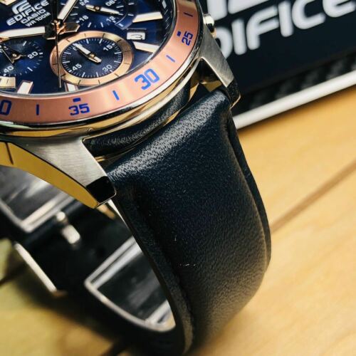 Casio Edifice EFV 570L 2B Men s Chronograph Leather Band Analog Watch WatchCharts Marketplace