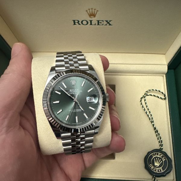 Rolex Datejust 41 126334 2026 Unworn Mint Green Jubilee Box And Papers ...