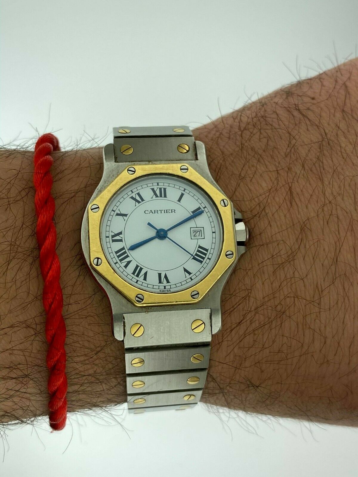 Cartier Santos Octagon 30mm Date Steel Solid 18k Yellow Gold