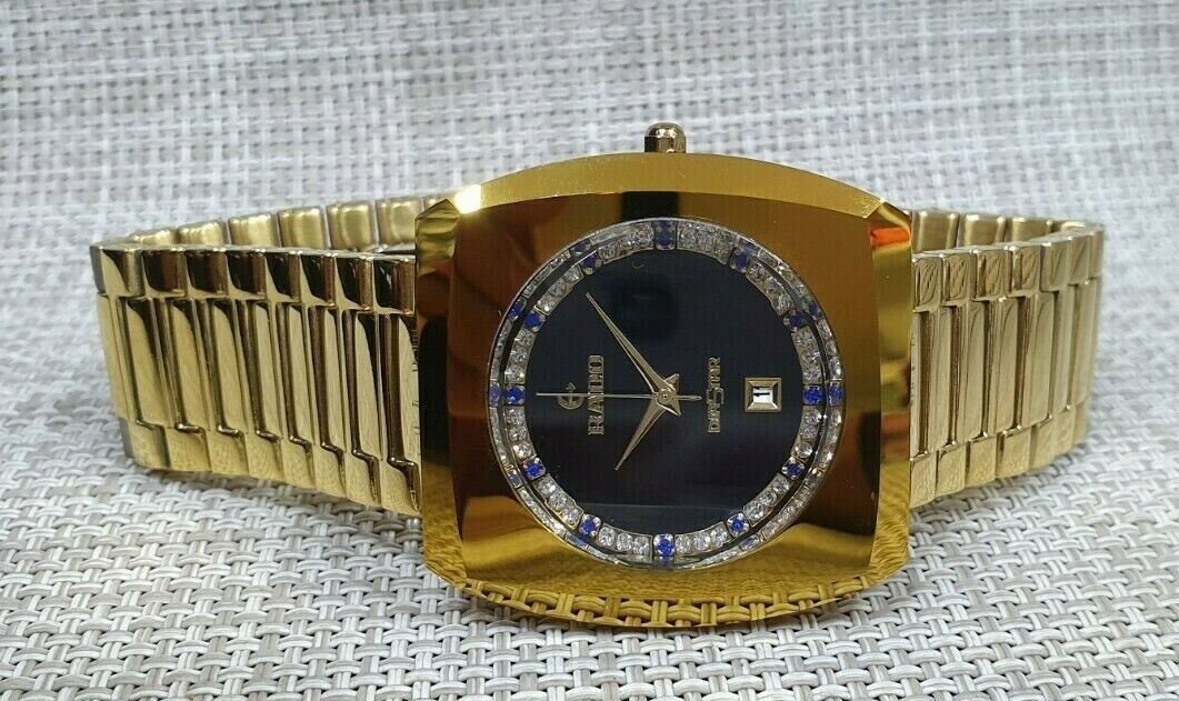 USED VINTAGE Rado Diastar Square Golden Tone TUNGSTEN JAPAN Quartz