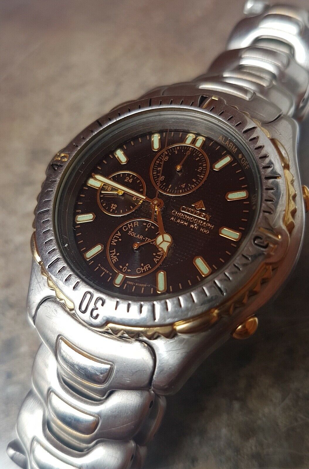 CITIZEN Eco-Drive (Solar) Alarm Chronograph 100m (Japan, 0850