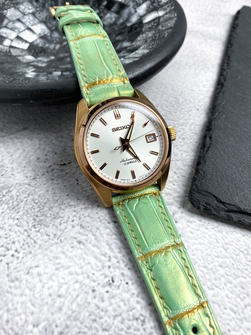 Handmade Jade Green Gold Crocodile Leather Watch Strap for Seiko SARB |  WatchCharts