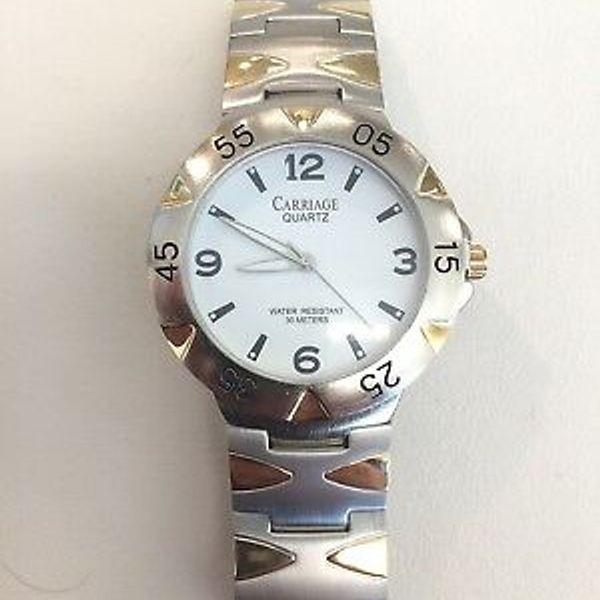 Timex Mens Carriage Quartz Two Tone Watch Retail 45 Style 8A971