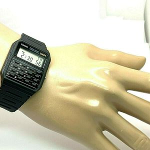 Casio Databank 3208 Calculator Digital Black Resin Men S Watch Ca53w 1cr Watchcharts