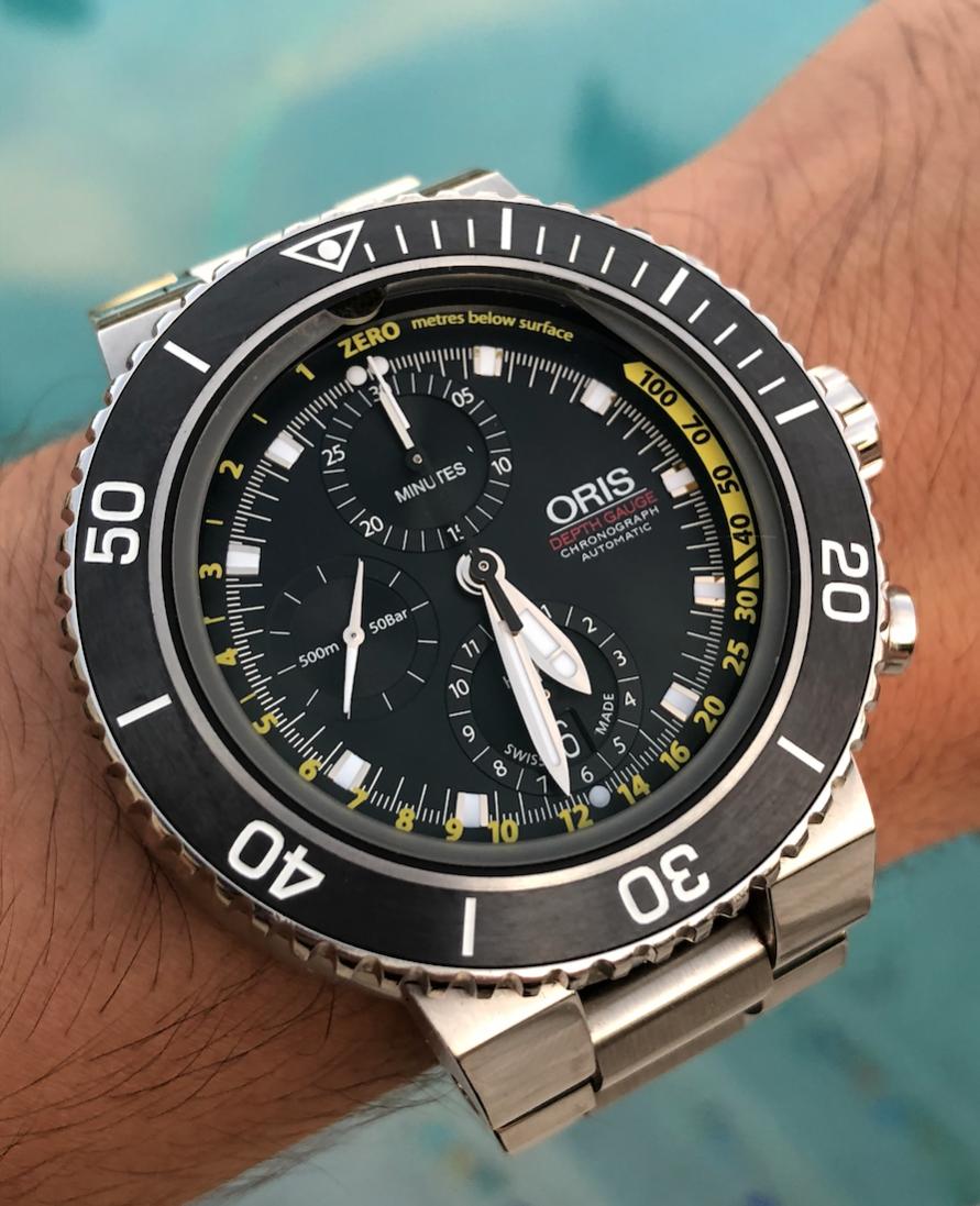 FS Oris Aquis Depth Gauge Chronograph Ref 774 Stainless Steel