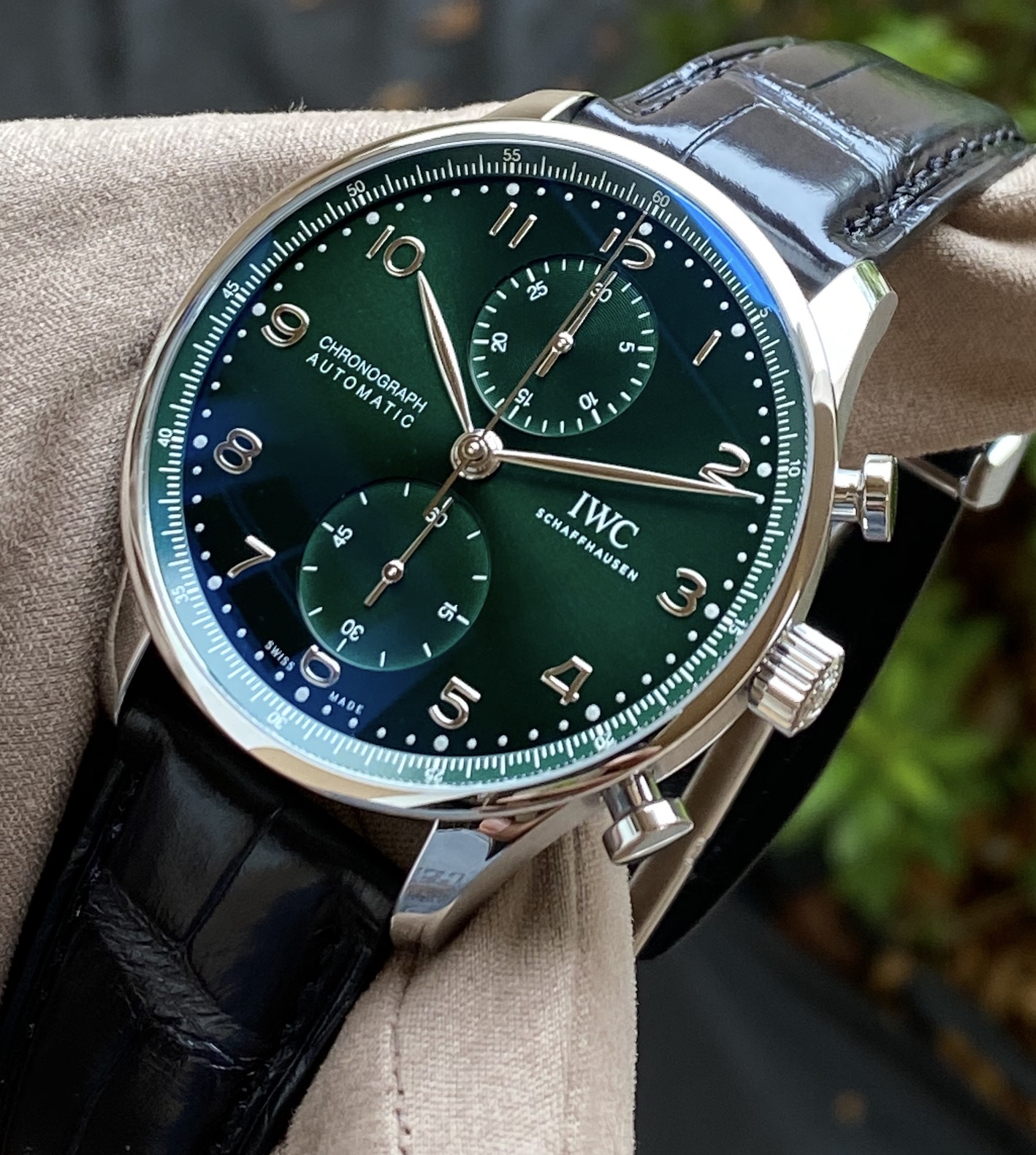 FSOT BNIB IWC IW371615 Portugieser Chronograph 2020 Green Limited