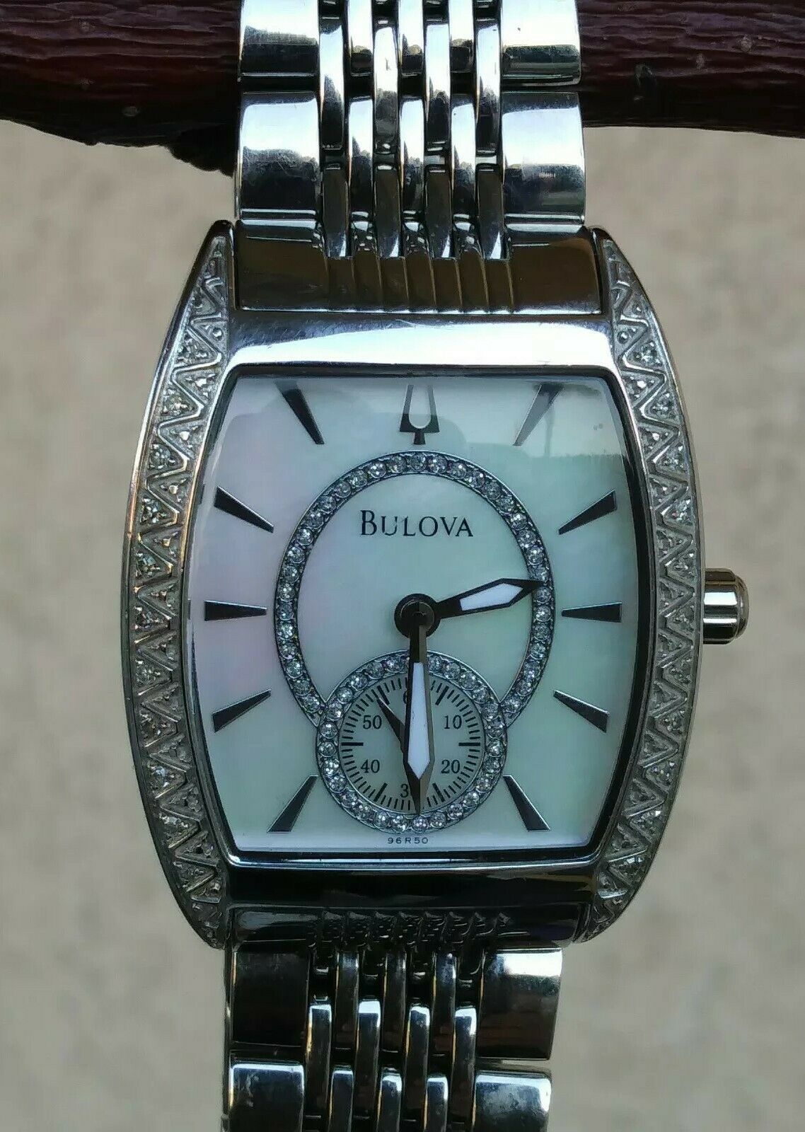 BULOVA 22 Diamonds Mother Of Pearl Dial Bracelet Watch Stainless