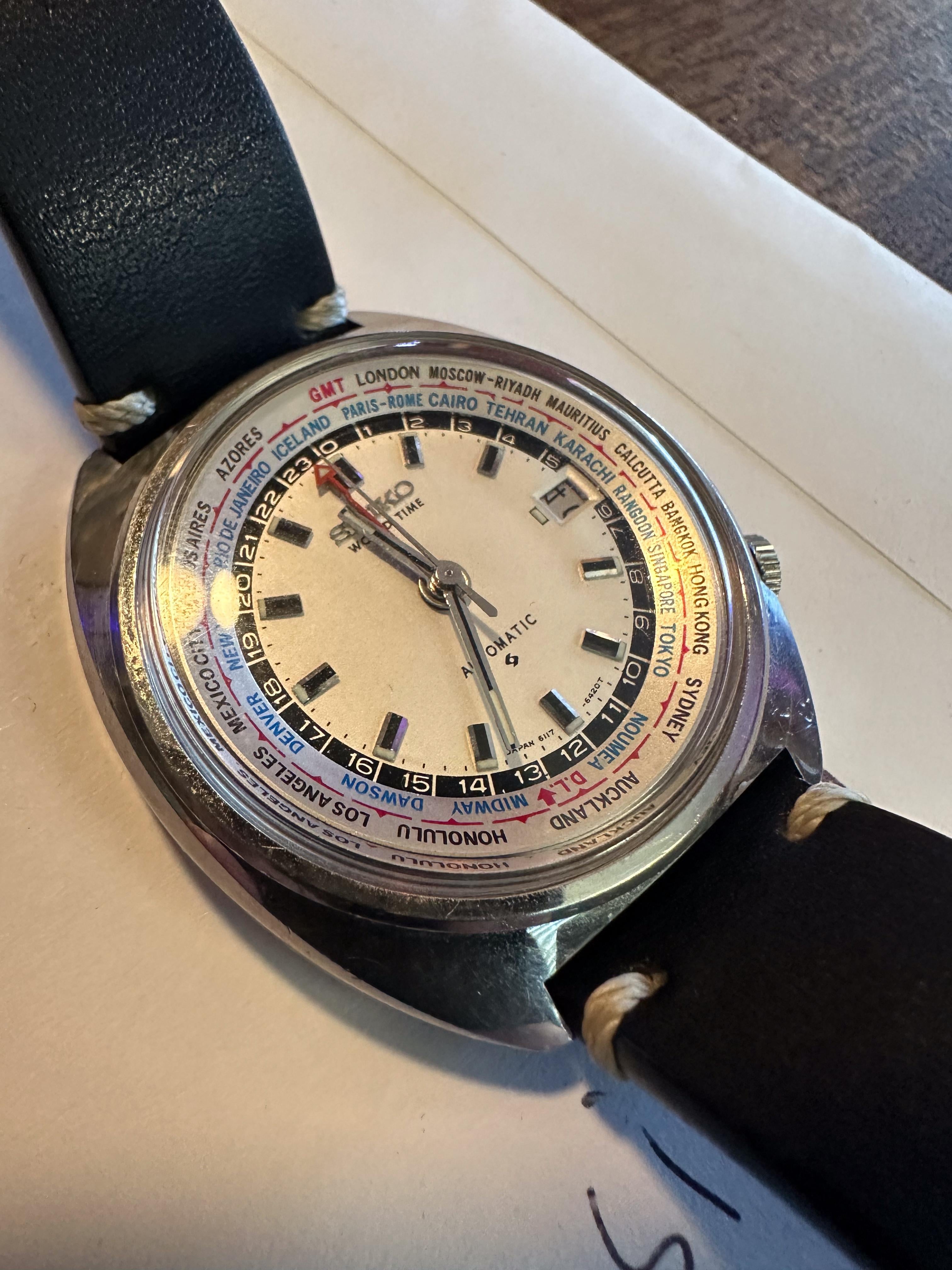 デッドストック級 稼働 セイコーワールドタイム 6117-6409 銀文字盤