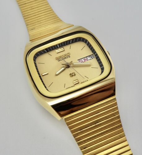 1980 Seiko TV Quartz 8223-5080 Vintage Watch NOS Gold Plated Case