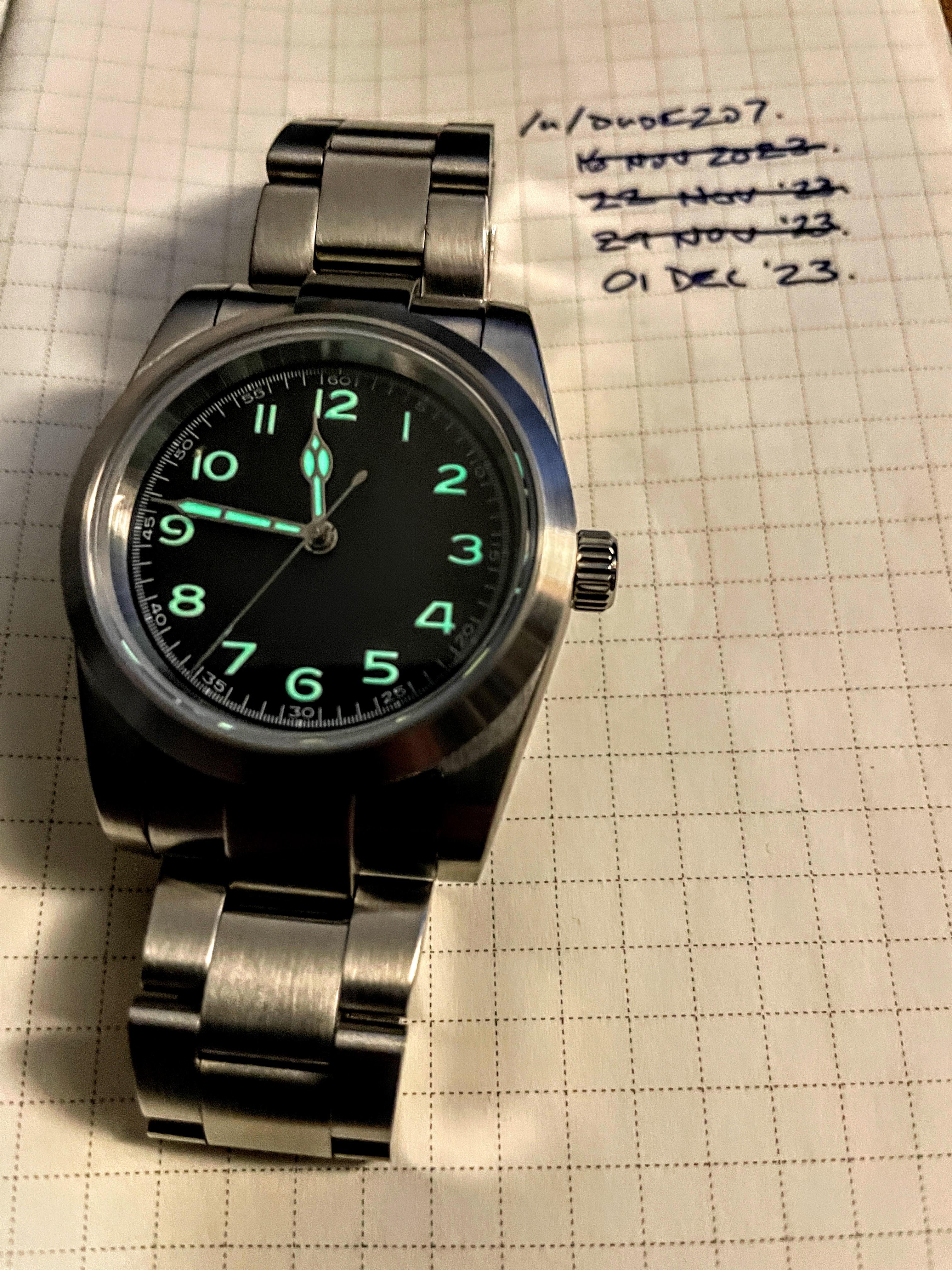 WTS New Custom 36mm Retro Railroad Dial Cathedral Hands